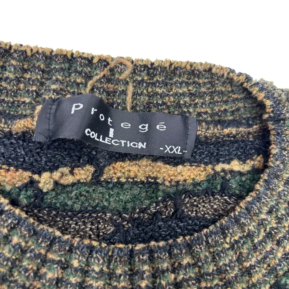 Vintage Protege Collection Mens 2XL Green‎ Brown Multicolor 3D Sweater